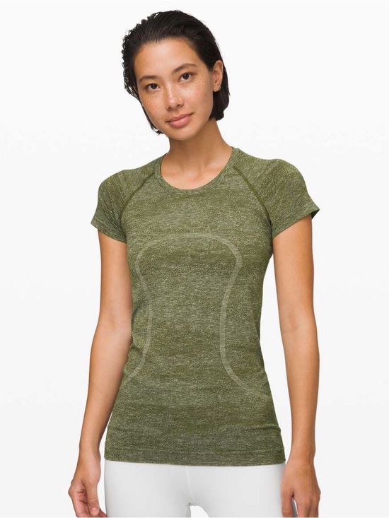 lululemon athletica Tops - Lululemon Swiftly Speed Short Sleeve White Everglades Black Field Green Sz 10